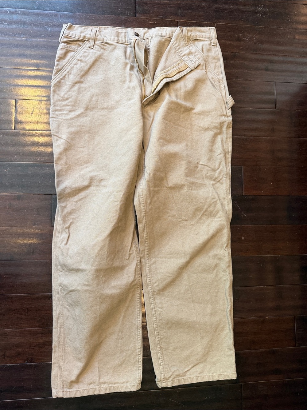 Carhartt Men's Khaki Straight-Leg Work Pants 40 x 32
